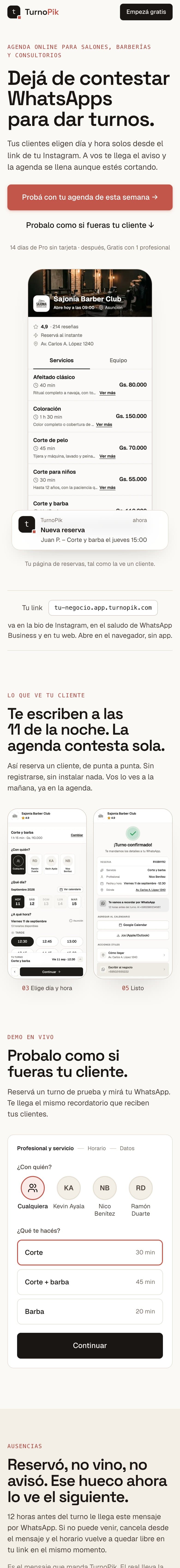 Sitio de TurnoPik en un teléfono