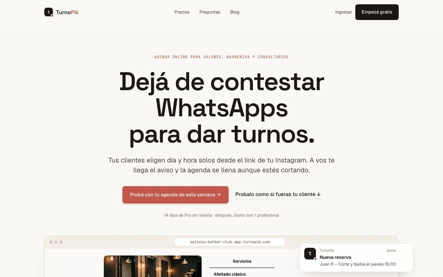 Captura del sitio turnopik.com